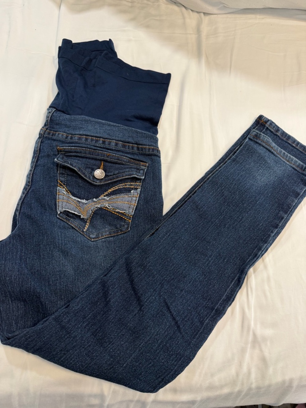 Dark Blue Maternity Stretch Skinny Jeans - Classic Denim